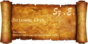 Szirmay Erik névjegykártya